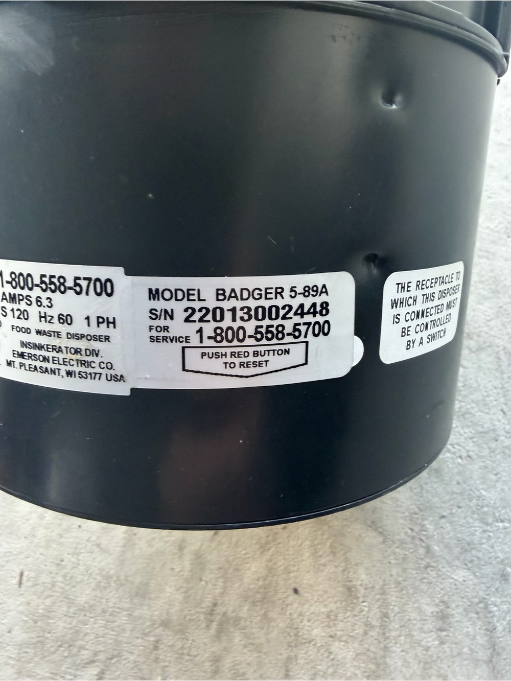 InSinkErator Badger 5 Garbage Disposal - Black - Picture 5 of 10